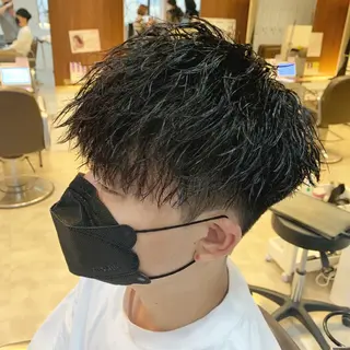 ミディアム メンズパーマ/難波/ 心斎橋　室園亮佑のヘアスタイル