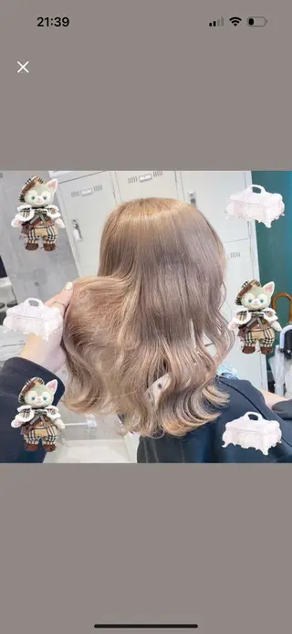 セミロング カラー 韓国ヘア特化💍 tiam💍ブリーチのヘアスタイル