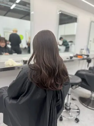 セミロング カラー ブリーチなし🤍透明 感カラー🤍しゅうじのヘアスタイル