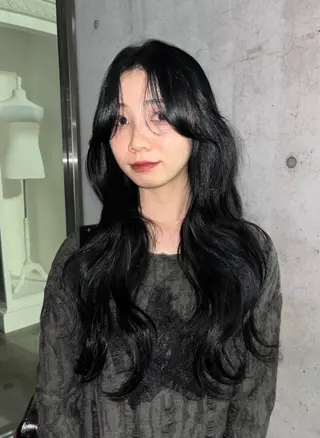 ロング anna 韓国レイヤ ー/ ハッシュカットのヘアスタイル