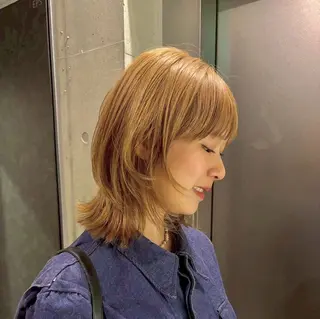 ミディアム カラー GO TODAY SHAiRE SALON 原宿本店所属・ブリーチ/レイヤー ハッシュカット/河内のヘアスタイル