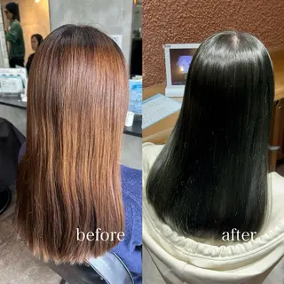 セミロング lafith hair Glanz 桂所属・かじももな｜縮毛矯正 ｜透明感カラーのヘアスタイル