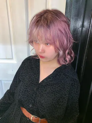 ミディアム カラー ピンクベージュ/新潟 万代/高橋桃葉🍑のヘアスタイル