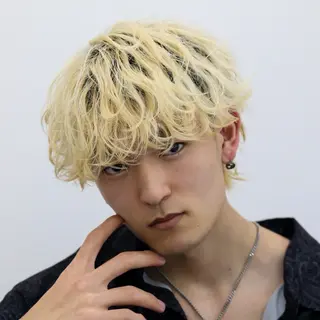 ミディアム カラー パーマ メンズ シースルーマッシュ/ メンズ/KYOHEIのヘアスタイル