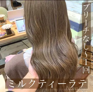 セミロング カラー ブリーチなし Wカラー🩷星野翔太のヘアスタイル