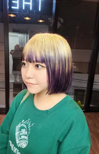 ミディアム カラー yolo.所属・夜特化型ヘアサロン 𓃱yolo.タナベのヘアスタイル