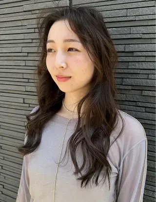 ロング カラー パーマ ボブ　くせ毛風パーマ 艶カラー/横山大樹のヘアスタイル