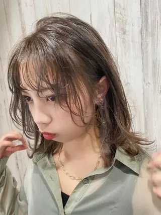 ミディアム 【髪質改善・艶髪 ・ハイライト】ハナカのヘアスタイル