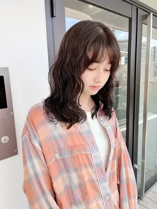 ミディアム カラー パーマ 原宿パーマ kazuのヘアスタイル