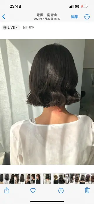 ミディアム カラー パーマ akane/ボブ /オリーブ/ブラウンのヘアスタイル