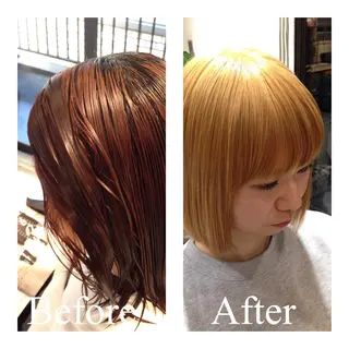 ミディアム セミロング カラー アオガミ （前髪顔周りカット）のヘアスタイル