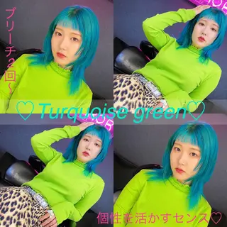 ロング カラー JuNブリーチに 縮毛矯正するプロのヘアスタイル