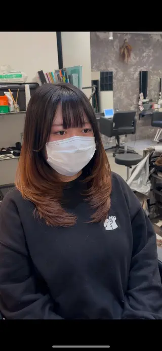 セミロング レイヤーカット/韓国 ヘア/LILICAのヘアスタイル