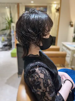 ミディアム パーマ Halo/長居美容室 ショート/ROKIのヘアスタイル