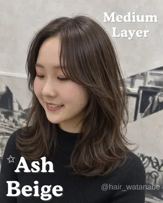 ミディアム カラー 韓国hair ·͜· watanabeのヘアスタイル