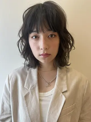 カラー ミディアム ボブ🍊暖色カラー 浅草【Bob美容師】のヘアスタイル