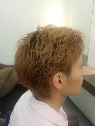 ショート メンズ カラー パーマ キノシタ ナオユキのヘアスタイル