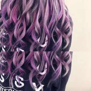 ロング カラー エクステ ハイトーン 💭黒崎ハルカのヘアスタイル