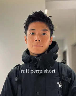 パーマ メンズ スパイキーショート 大人パーマ 丸山のヘアスタイル