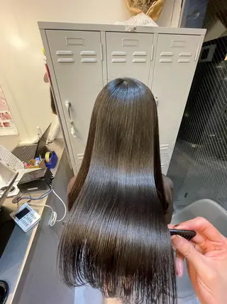 ロング パーマ 髪質改善× ハイライト溝江のヘアスタイル