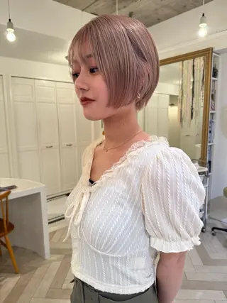 カラー ブリーチカラー🎀 韓国風/寺門美優のヘアスタイル