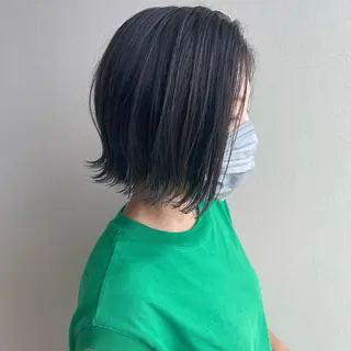 ミディアム 切りっぱなしボブ/ 蒲生四丁目/伊藤瑠唯のヘアスタイル