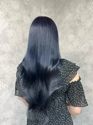 ロング カラー ヘアアレンジ 寒色アイドルカラー JUNOチナツのヘアスタイル