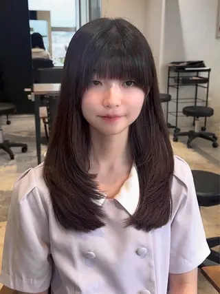 ミディアム カラー パーマ ヘアアレンジ パク・ボミン小野リエ 韓国ハーフ🦊のヘアスタイル