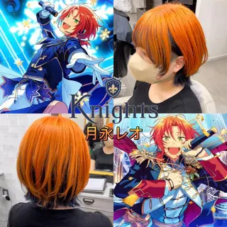 ショート カラー 推しカラー💫 ブリーチ💫若菜覚のヘアスタイル