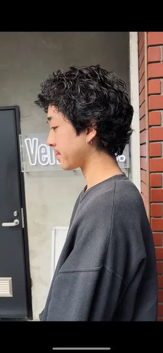 パーマ メンズ スパイキーパーマ 柏NO1 藤本葉のヘアスタイル