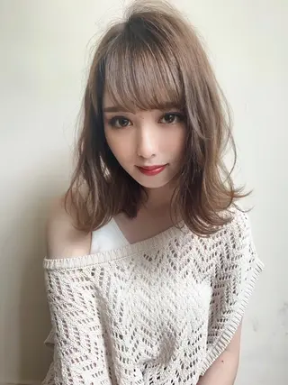 ミディアム カラー 服部 樹季のヘアスタイル
