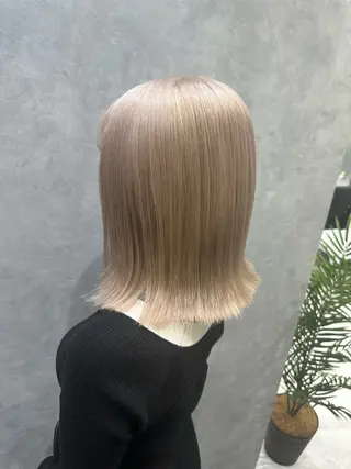 ミディアム カラー 透明感/ブリーチ縮毛 /髪質改善/星野純一のヘアスタイル