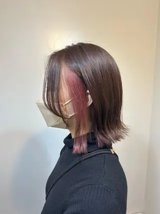 ミディアム カラー ブリーチ毛対応酸性 ストレート🌈サキのヘアスタイル