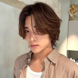 パーマ メンズ Hiroki/韓国 センターパートのヘアスタイル