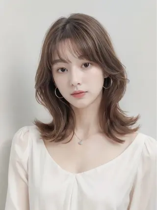 ミディアム カラー ヘアアレンジ 🐹ブリーチ/透明感 /韓国ヘア/蓮🐹のヘアスタイル