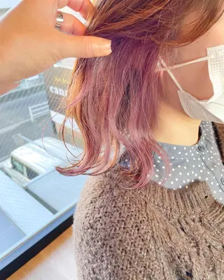 ミディアム カラー パーマ 髪質改善/ブリーチ 田代 龍我のヘアスタイル