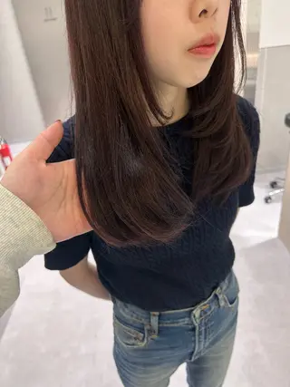 セミロング カラー SALOWIN 新宿三丁目me+所属・レイヤー/ボブ/ 髪質改善/石井ハルカのヘアスタイル