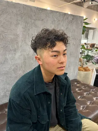 パーマ メンズ 切りっぱなしボブ 大阪梅田/きょうかのヘアスタイル