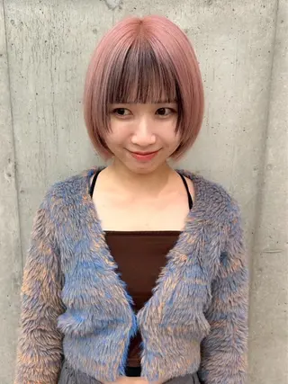 カラー 立川ハイトーンピンク 宮崎のヘアスタイル