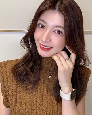 ミディアム カラー パーマ 小野寺瑞希 /最小顔カットのヘアスタイル