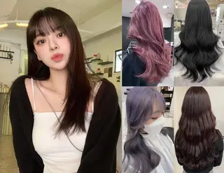 セミロング ✨️韓国風カラー✨️ 最高級エクステ✨️のヘアスタイル