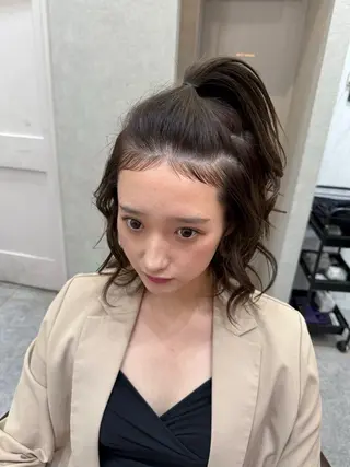 セミロング パーマ ブリーチなし レイヤーKYONのヘアスタイル