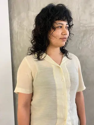 ミディアム パーマ 森貴裕/ベージュ/ パーマ/オリーブのヘアスタイル