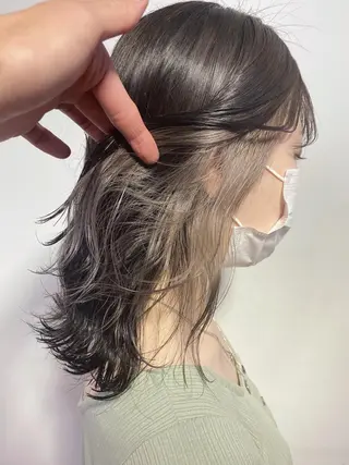 ミディアム カラー ヘアアレンジ 切りっぱなしボブ/ デザインカラー店長のヘアスタイル