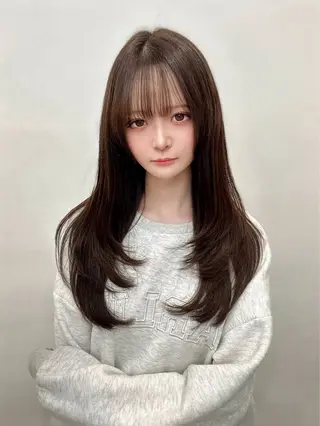 ロング カラー 顔周り似合わせ・巻け るレイヤー水谷航大のヘアスタイル