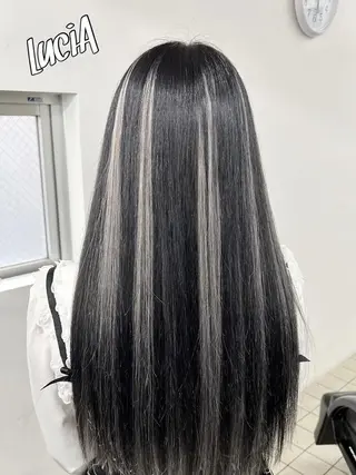ロング ヘアアレンジ カラー LuciAエクステ カラー3000セラのヘアスタイル