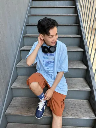 ショート パーマ メンズ 似合わせレイヤー 海外風レイヤーmioのヘアスタイル