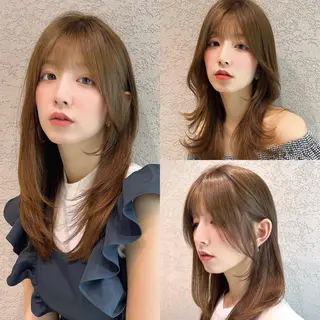 セミロング カラー レイヤーカット/ 顔周り 五島巨幹のヘアスタイル