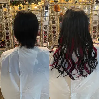 ショート カラー ヘアアレンジ haco+所属・🌈派手髪エクステ ブレイズ🌈ひろとのヘアスタイル