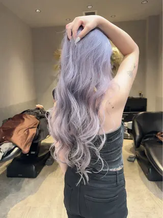 ロング カラー ヘアアレンジ ARIA💎縮毛矯正 ブリーチ💎複雑履歴のヘアスタイル
